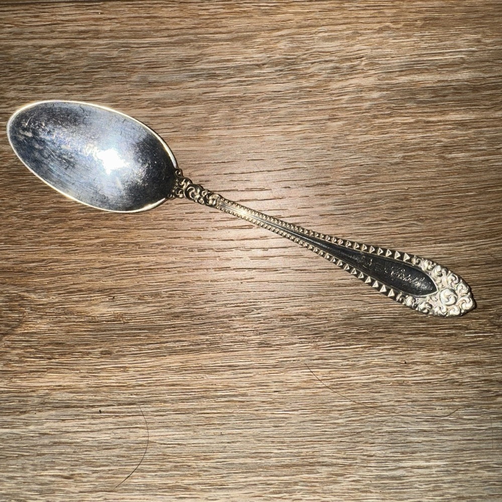 Whiting King Edward Sterling Silver Teaspoon Ornate Scroll Floral Beaded 1901